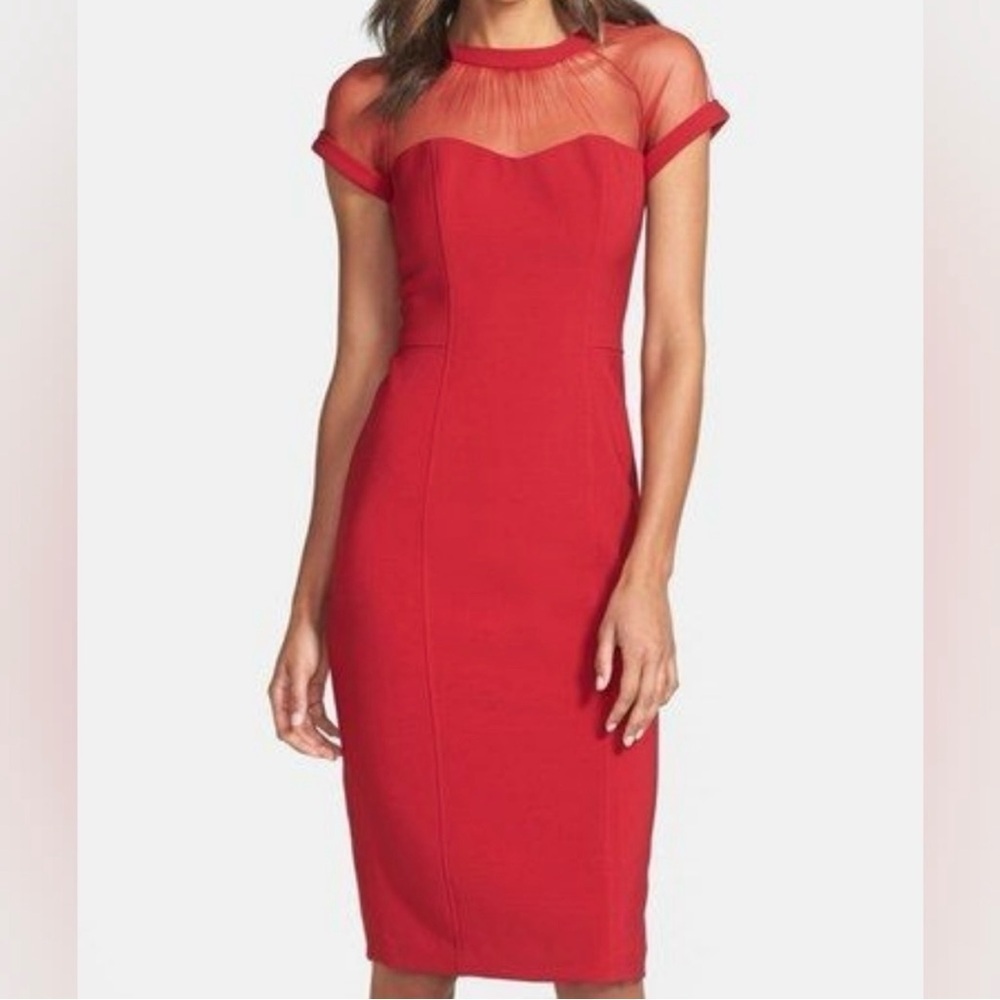 Maggy London Red Strapless Sheath Dress